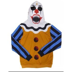 Mens Scary Clown Bioworld Costume Full Zip‎ Hoodie Sweatshirt